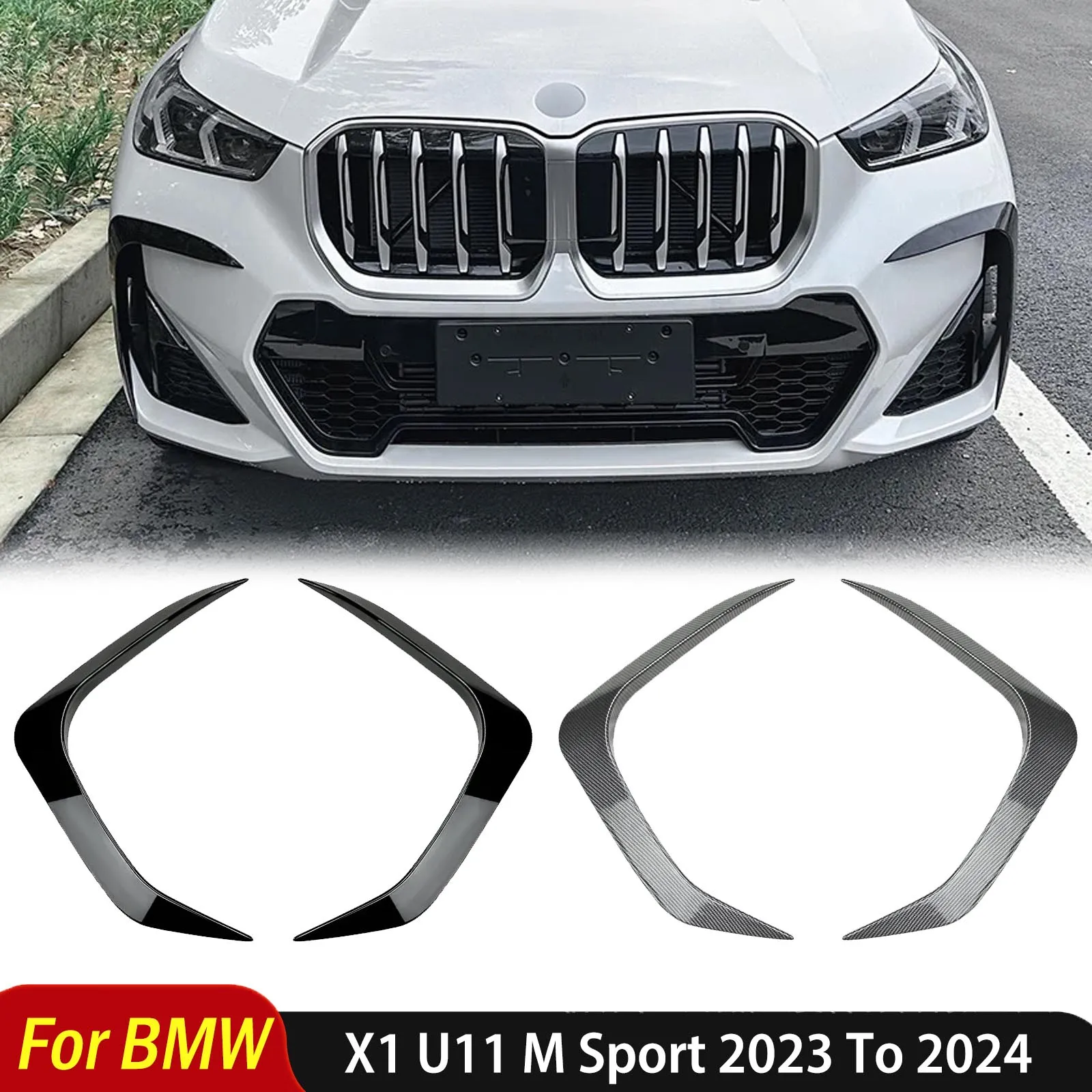 

Для BMW X1 U11 M Sport 2023–2024 Автомобильный передний бампер, разделитель губ, боковое вентиляционное отверстие, впускная противотуманная фара, рамка, спойлер, автоаксессуары