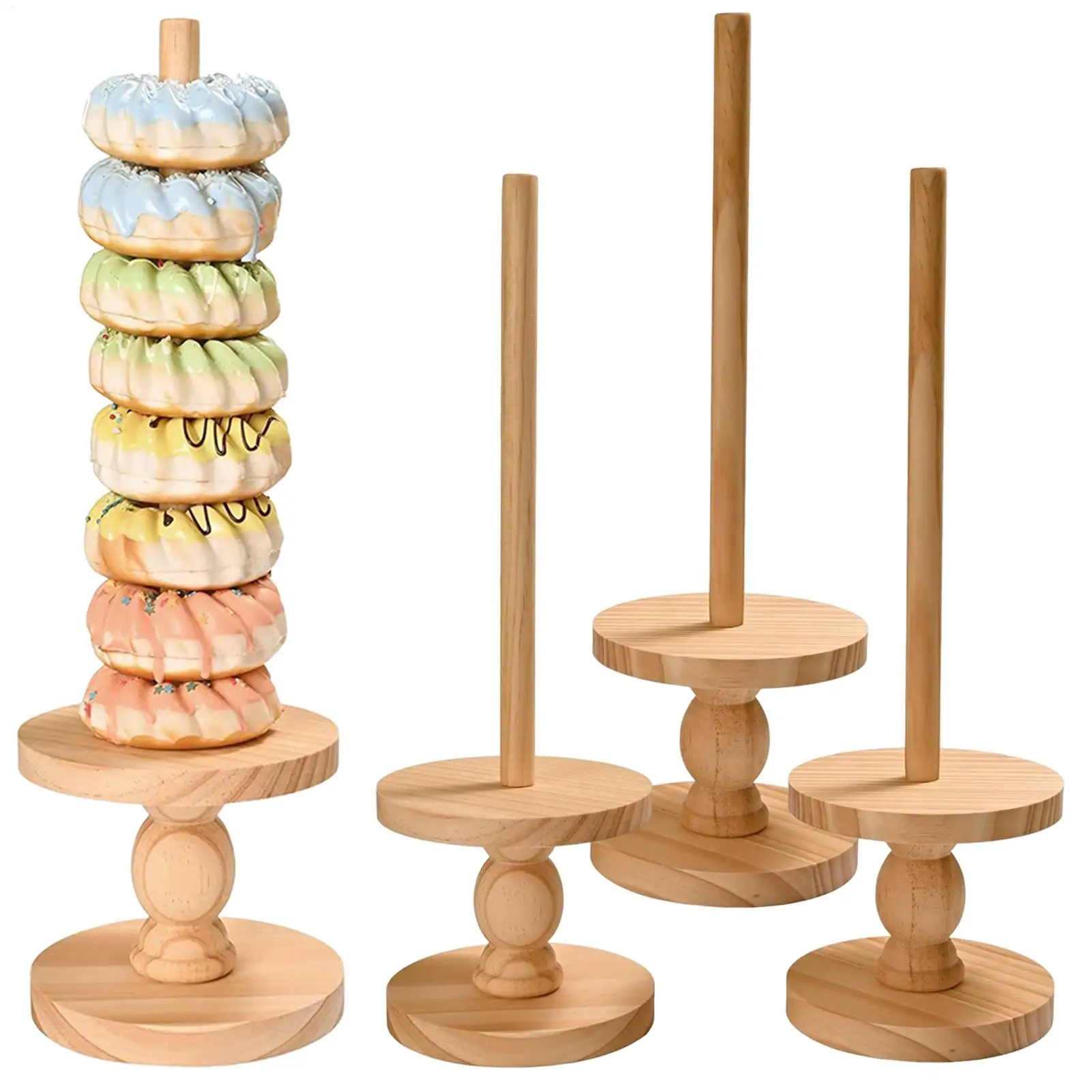 

Подставка для пончиков, 4 шт., деревянная подставка для баблина для вечеринки, сервировка для десерта, базеля, еды, свадьбы, дня рождения, Рождества, ребенка
