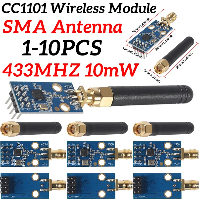 XZG 1-10PCS  CC1101 Wireless Module With SMA Antenna Wireless Transceiver Module For Arduino 433MHZ 