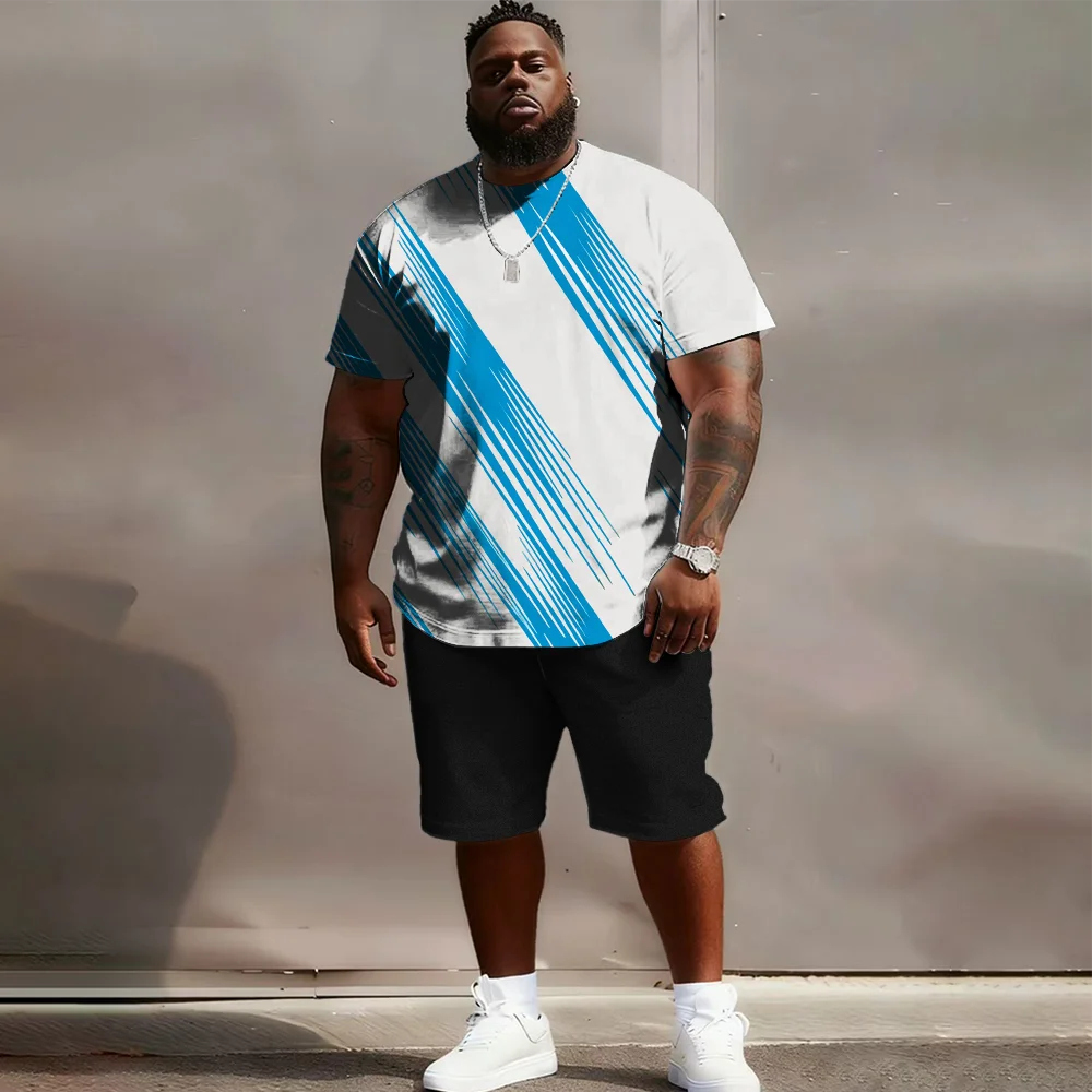 

Мужской комплект с короткими рукавами больших размеров S-9xl: Textured Edge Vibe — 2 предмета, большой и высокий крой, мягкая ткань, гладкая текстура в елочку