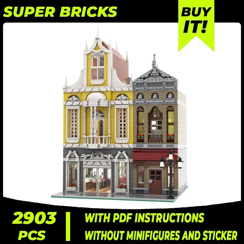 City Street View Model Moc Building Bricks Bar And Apartment Technology Modular Blocks Gifts Christmas Toys DIY Sets Assembly