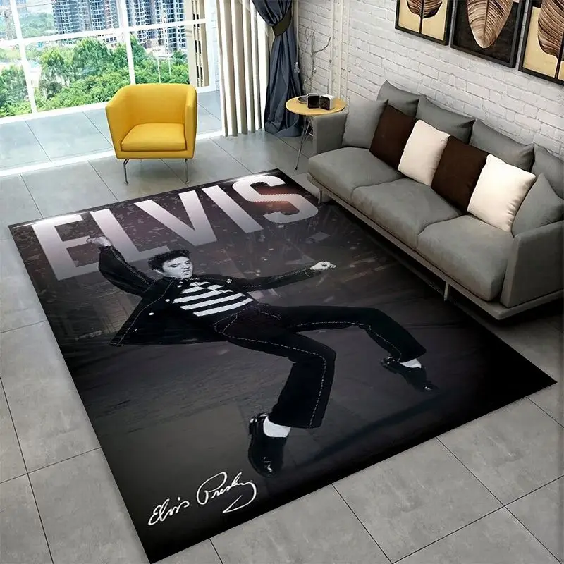 Retro The King E-Elvis Presley Non-Slip Area Rug for Living Room,Bedroom,Playroom,Soft Carpet Floor Mat Home Decor Rug  Room
