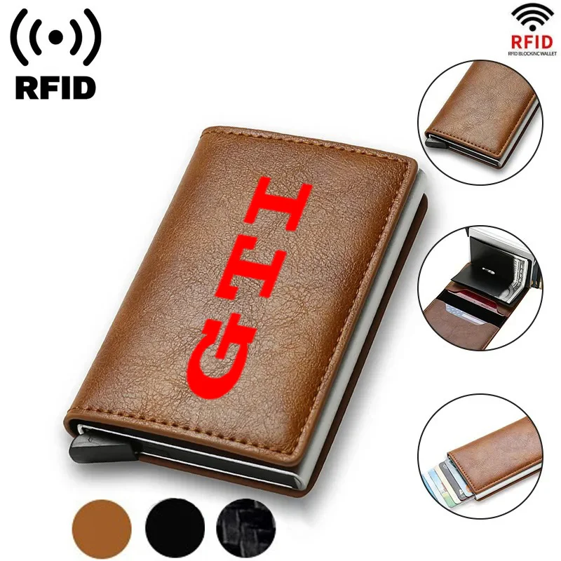 Rfid Credit Card Holder Men Wallets Bank Cardholder Leather Wallets For VOLKSWAGEN VW GTI Logo Badge 2023 2022 2017 2013 2021 20