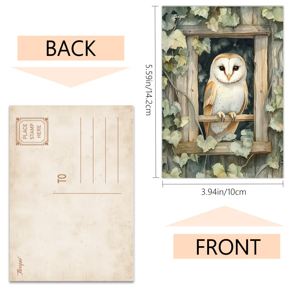 32pcs, Green Forest Creatures Postcards, Birthday/Anniversary Gifts, Collectibles, Suitable for Gift Giving, Can be Mailed.