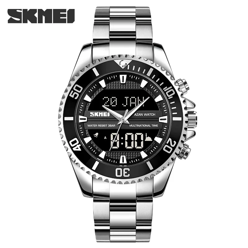 

SKMEI High End Men's Quartz Wristwatches Luxury Atmospheric Watches Chain Waterproof Running Seconds Dual Movement Watch For Men