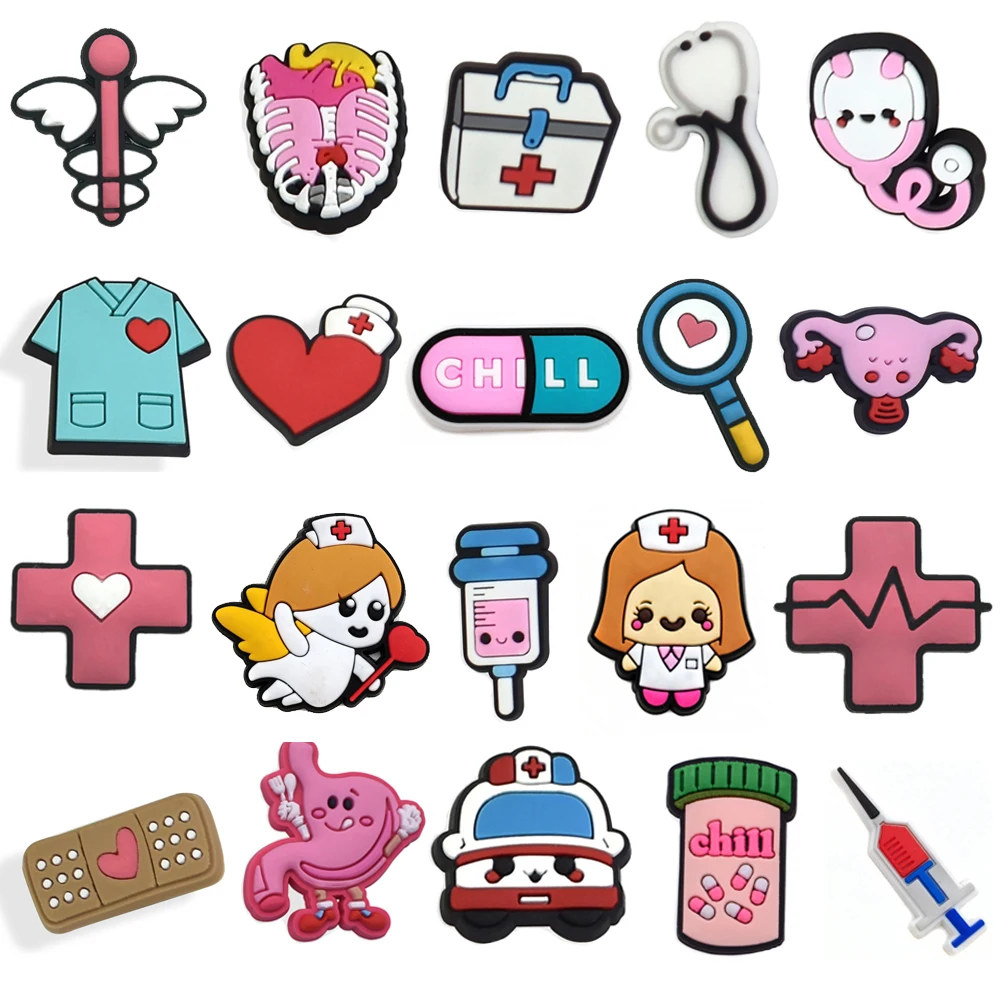 New Arrivals Cute Doctors Nurses Medical Shoe Charms for Crocs Accessories Sandals Shoe Decorations Pins Kids Women Favor Gift