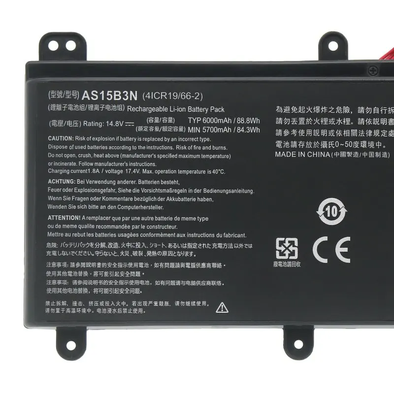 High quality  Battery For G9-591 G9-791 G9-591G G9-791G Laptop Battery 8 Cell AS15B3N KT.00803.004 4ICR19/66-2