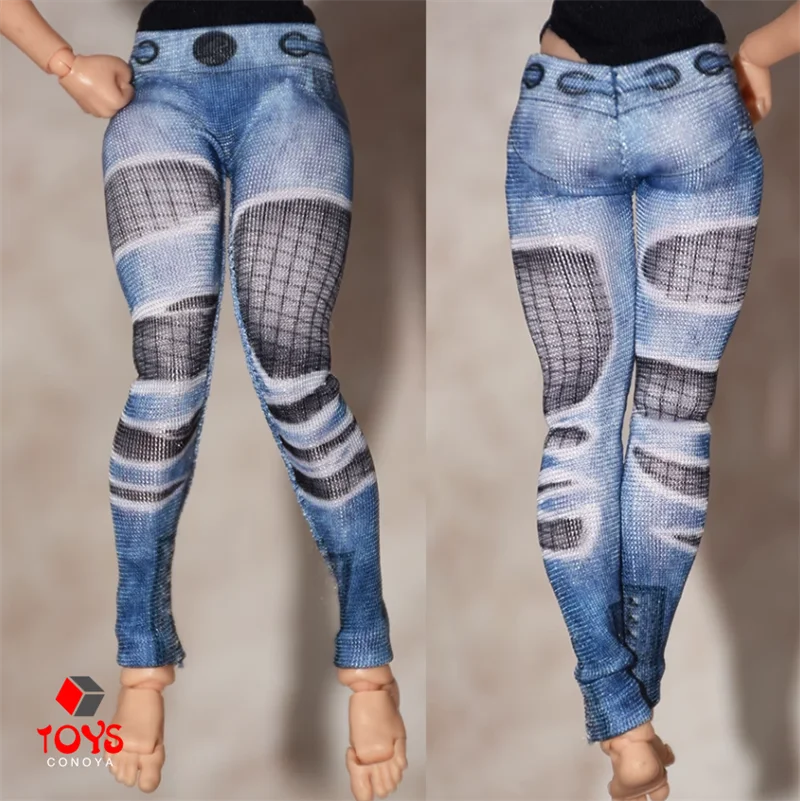 1/12 Scale Female Sexy Wrap hip Mini Skirt Denim Style Yoga High Elestic Skinny Pants for 6in Romankey Tbl Action Figure Model