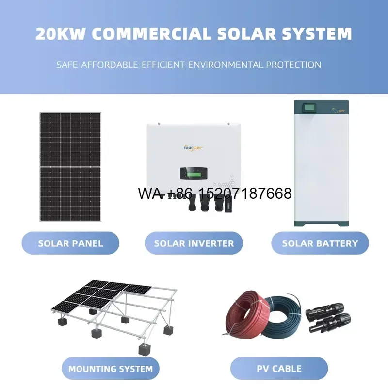 Wmwmnu for Bluesun 20kw Complete Solar Energy Storage System with 43kwh Stackable Lithium Battery for Residential House Use