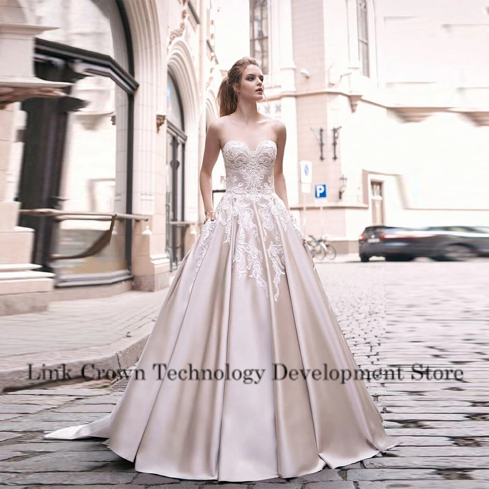 매력적인 라인 웨딩 드레스 민소매 아이보리 신부 가운 코트 트레인 Vestido De Novia 절묘한 새 Robe De Summer