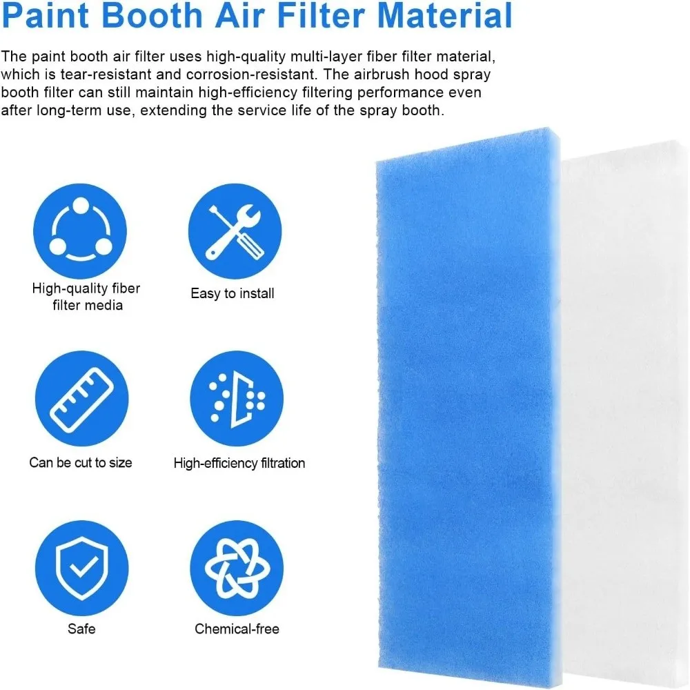 2pcs Double Layer Spray Booth Filter Exhaust System Filter Cotton Material Airbrush Booth Filter Replaceable Hobby Grade