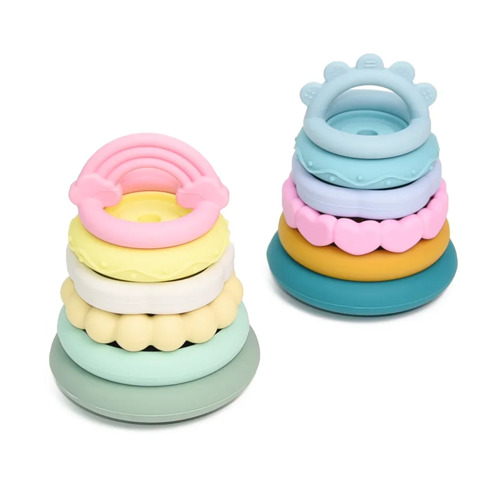 Baby Silicone Building Block BPA Free Soft Block 3D Educational Montessori Toys Baby Teether Gift Stacking Toys