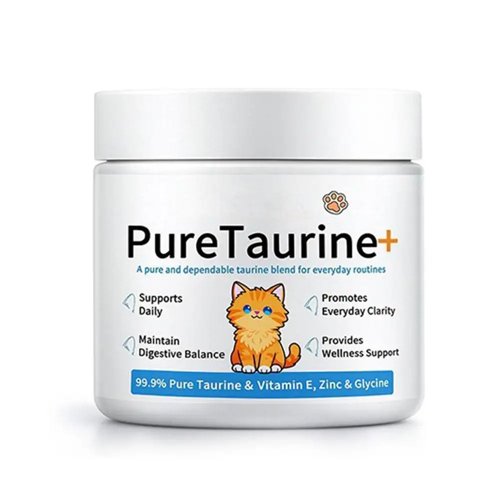 200g Cat Body Health Care Powder 99.9% Pure Taurine VE Zinc Supports Digestion Enhancing Immunity Daily Nutritional Supplements