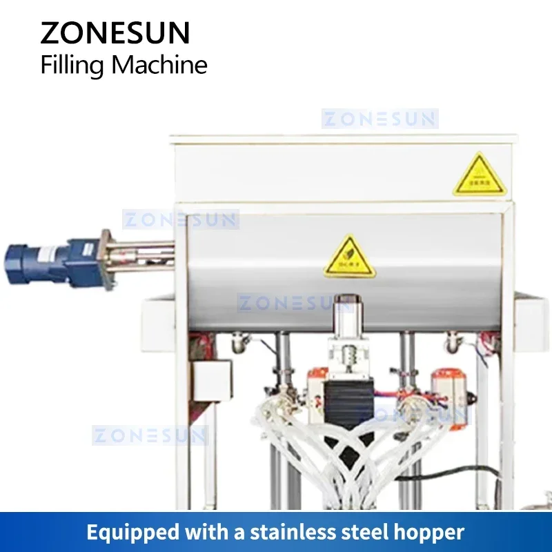 ZONESUN-máquina de llenado de remolino de doble Color, relleno de rayas, dispensador de pasta gruesa, equipo de embalaje de gelatina de mantequilla de maní, ZS-FM250