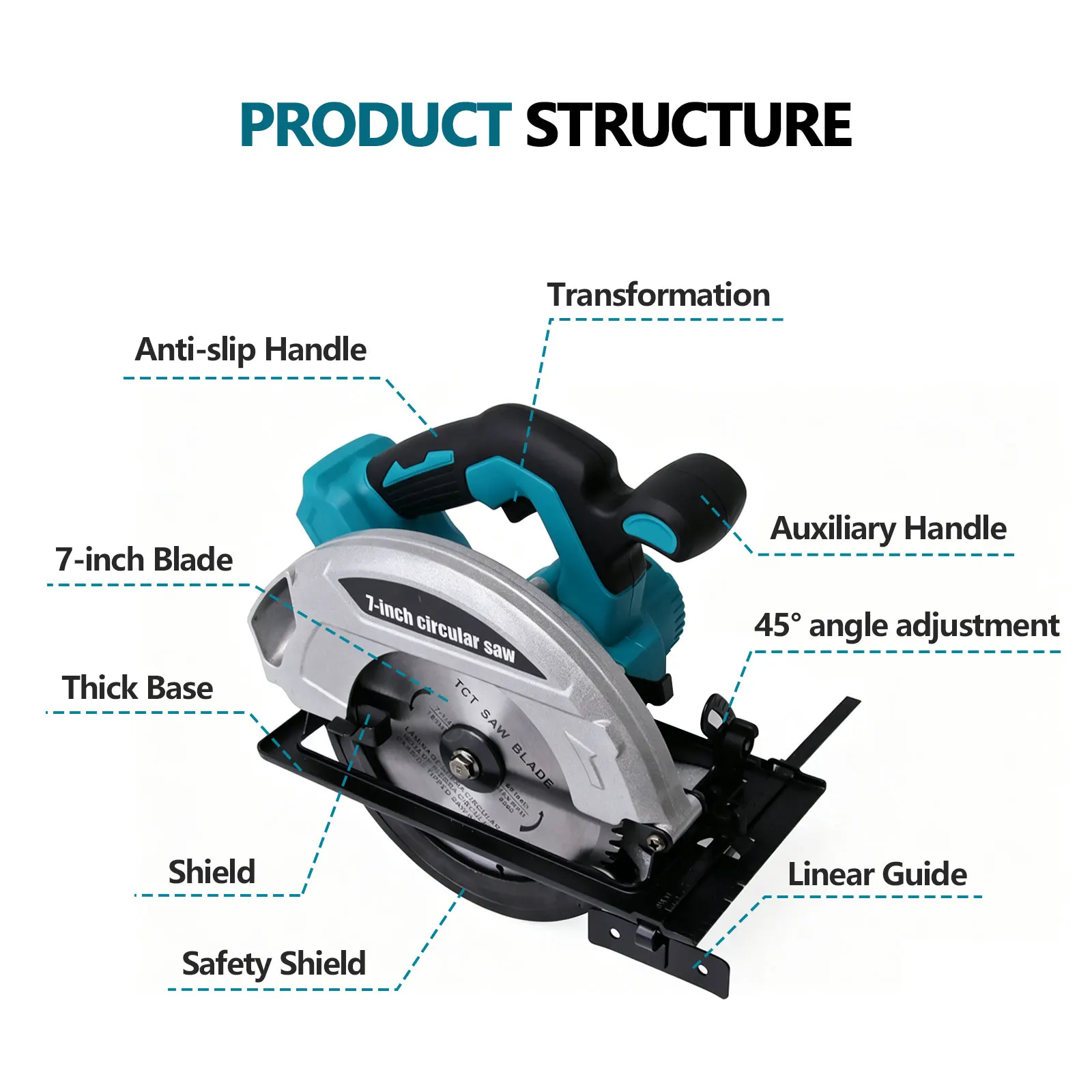 2026 New 4000W Brushless Circular Saw 185mm 11000RPM with 0-45° Bevel Cutting Compatible Makita 18V Battery for Wood Tile Cuttin view 4