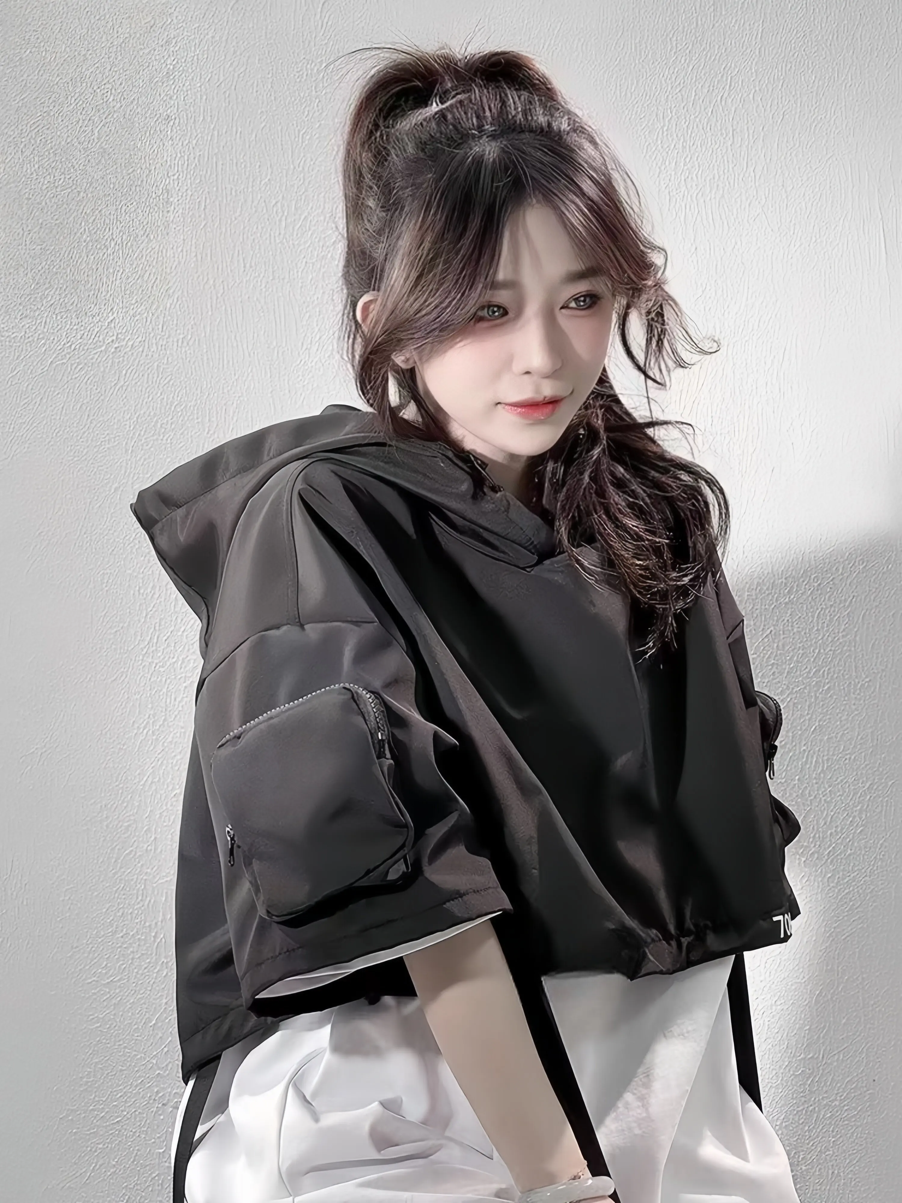 Techwear Hooded Cropped Jacket for Men Women Autumn Summer Cyberpunk Stage Performance HipHop Street Dance Costume alt clothing - view 6
