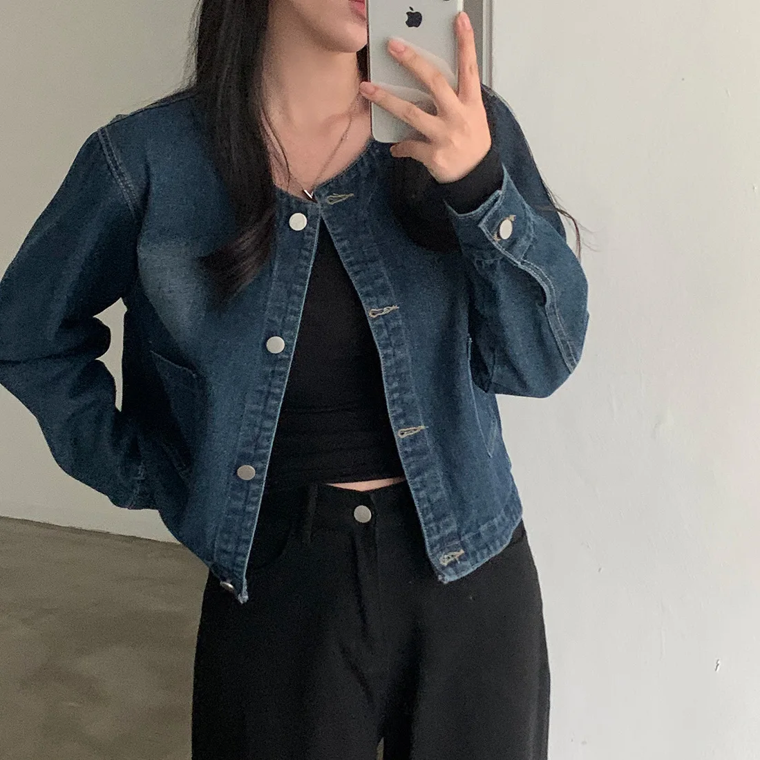 حقيقي الخريف خمر جيوب مزدوجة المرأة أبلى قصيرة 2025 جديد كم طويل عادية فضفاض واحدة الصدر سترة القمم الإناث