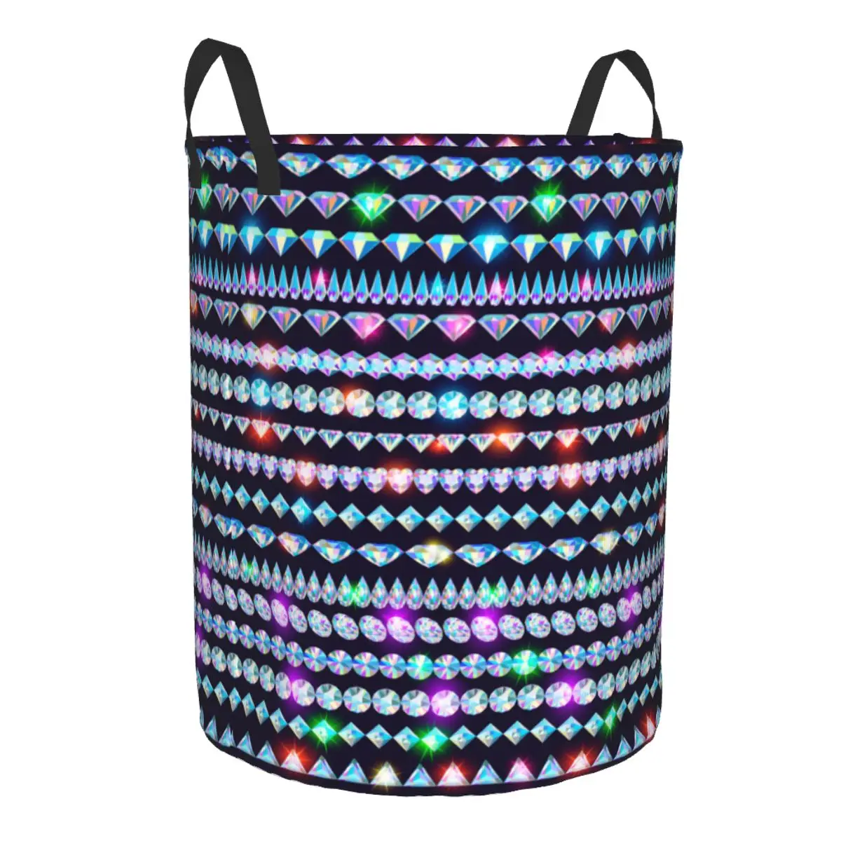 Fashion Luxury Rhinestones Laundry Basket Foldable Jewelry Diamonds Clothes Toy Hamper Storage Bin for Kids Nursery