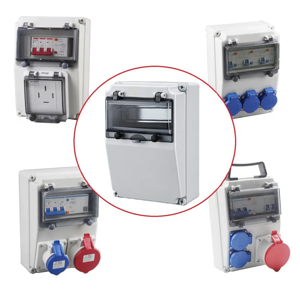 Waterproof Construction Power Distributor 230V 16A Empty Wall Box With 2 EU Sockets IP66 Outdoor Electrical Enclosure