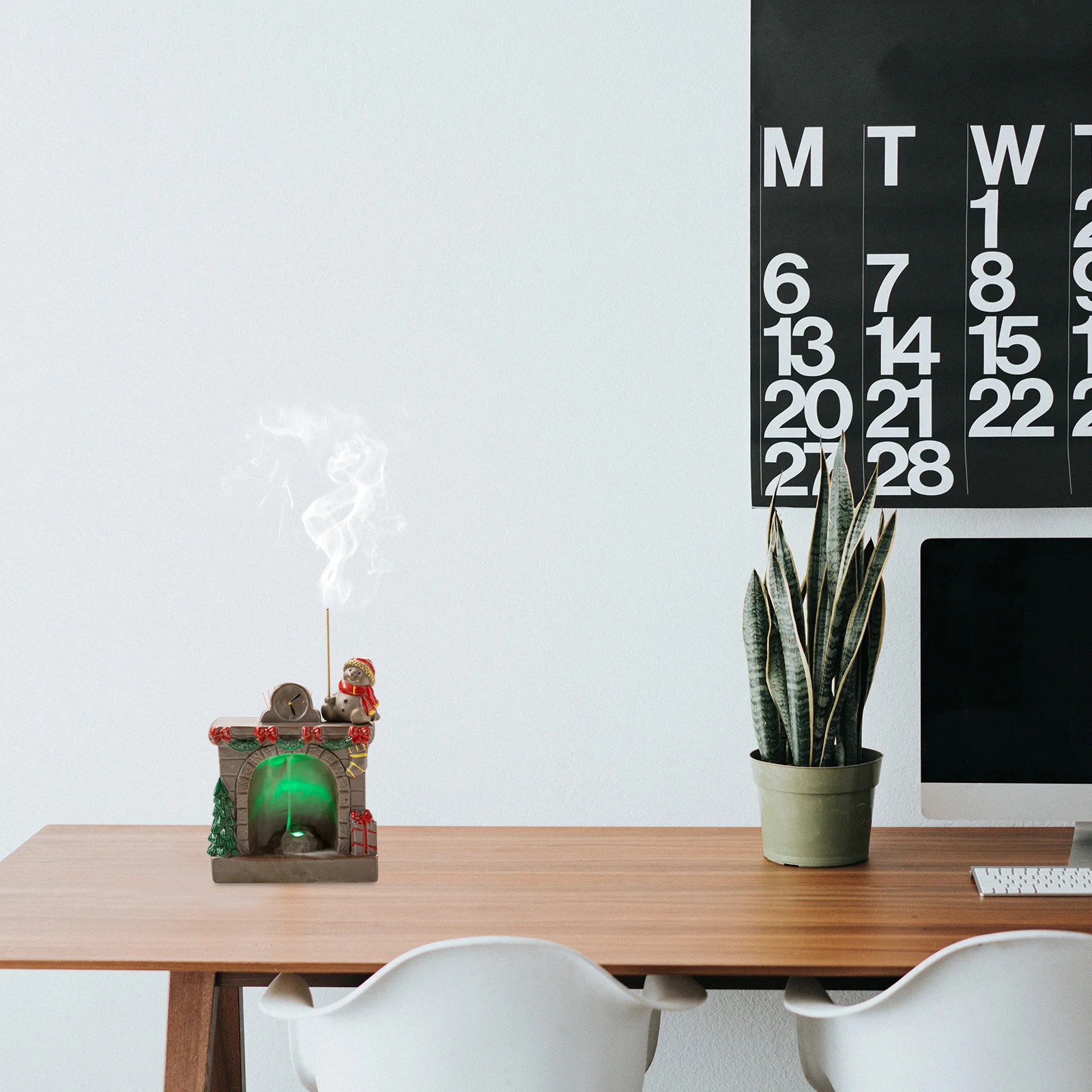 

Christmas Fireplace Shaped Incense Burner Handmade Ceramic Backflow Censer for Holiday Decor Indoor Aroma Therapy Desktop Mantel