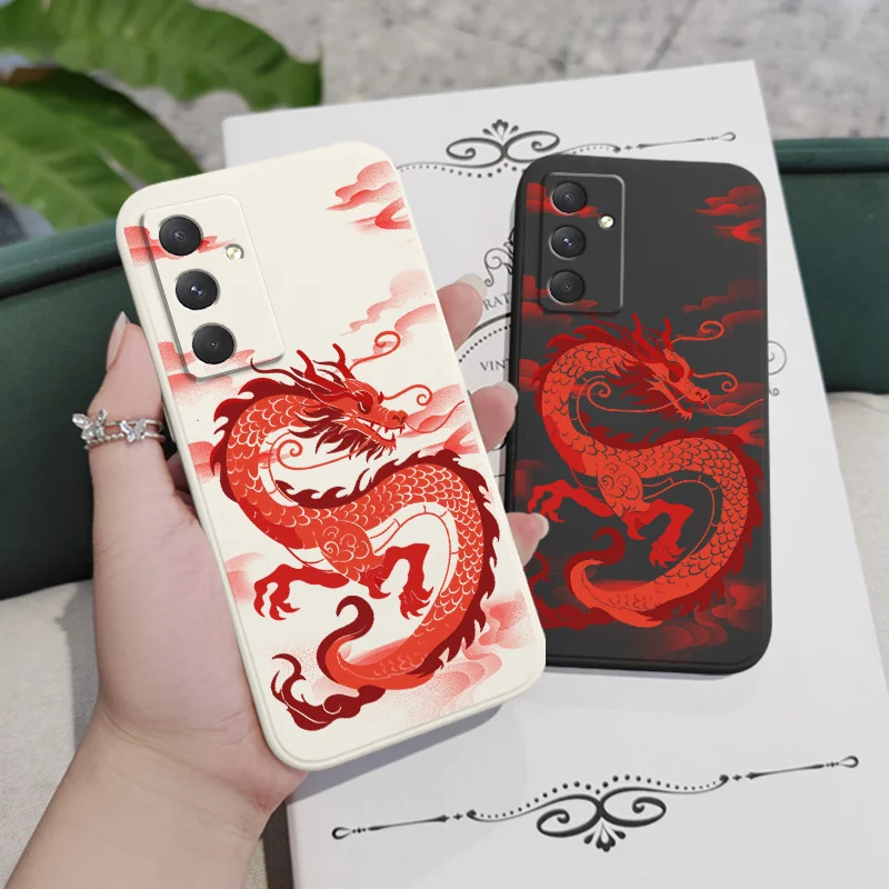 Red Cloud Dragon Phone Case For Samsung Galaxy A55 A35 A25 A15 A16 A06 A05 A05S A54 A34 A24 A14 A04 A04S A04E 4G 5G Cover