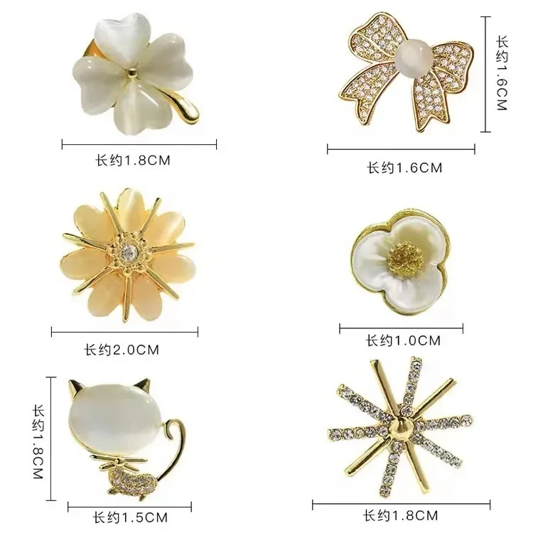 Fashion Brooch Set Flower Bow Brooches for Women Metal Anti-glare Lapel Pin Fixed Clothes Pins Sweater Coat Clothing Accessories