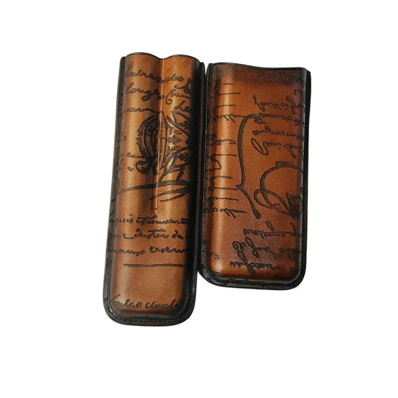 Estuche de tabaco de tubo de lujo, estuche de cuero portátil para puros, Humidor de puros, soporte de 2/3 tubos, caja de almacenamiento de