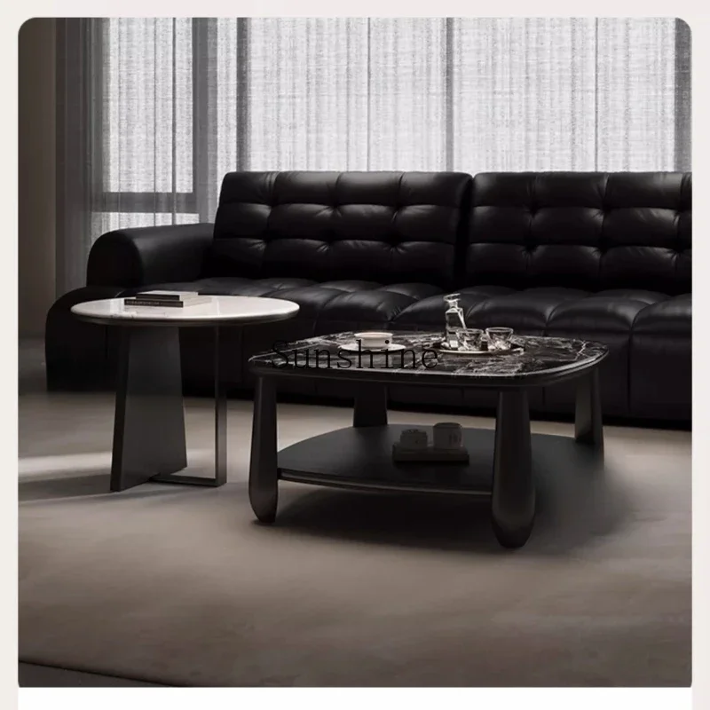 Italian minimalist microcrystalline stone square coffee table living room small apartment household simple coffee table