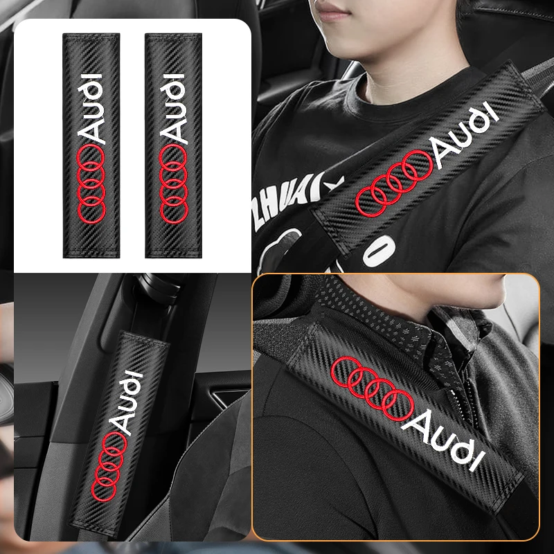 2PCS Car Seatbelt carbon fibre Car Safety Belt Pad Shoulder Covers for Audi A3 A4 A5 A6 A7 A8 Q3 Q5 Q7 Q8 S LINE Car Accessories