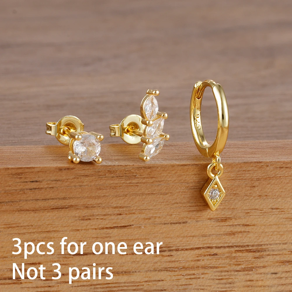 3PCS Stainless Steel Geometry Hoop Earrings Multiple Styles Gold/Silver Color Ins Earrings Set For Women Simple Luxury Jewelry