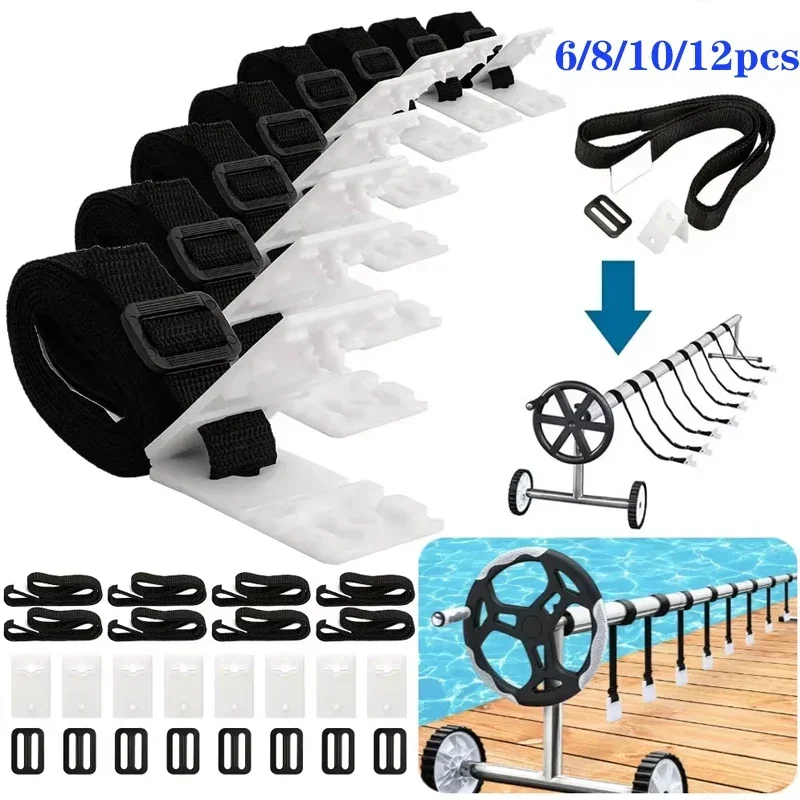 2025 Solar Cover Reel Straps Solar Cover Roller Attachment Reel Straps Attachment Kit for Inground Swimming Pools