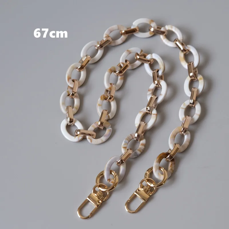 38/67cm Fashion Woman Acrylic Bag Chain Detachable Parts Replacement Chain Beige Resin Luxury Strap With Buckle Handle Chains