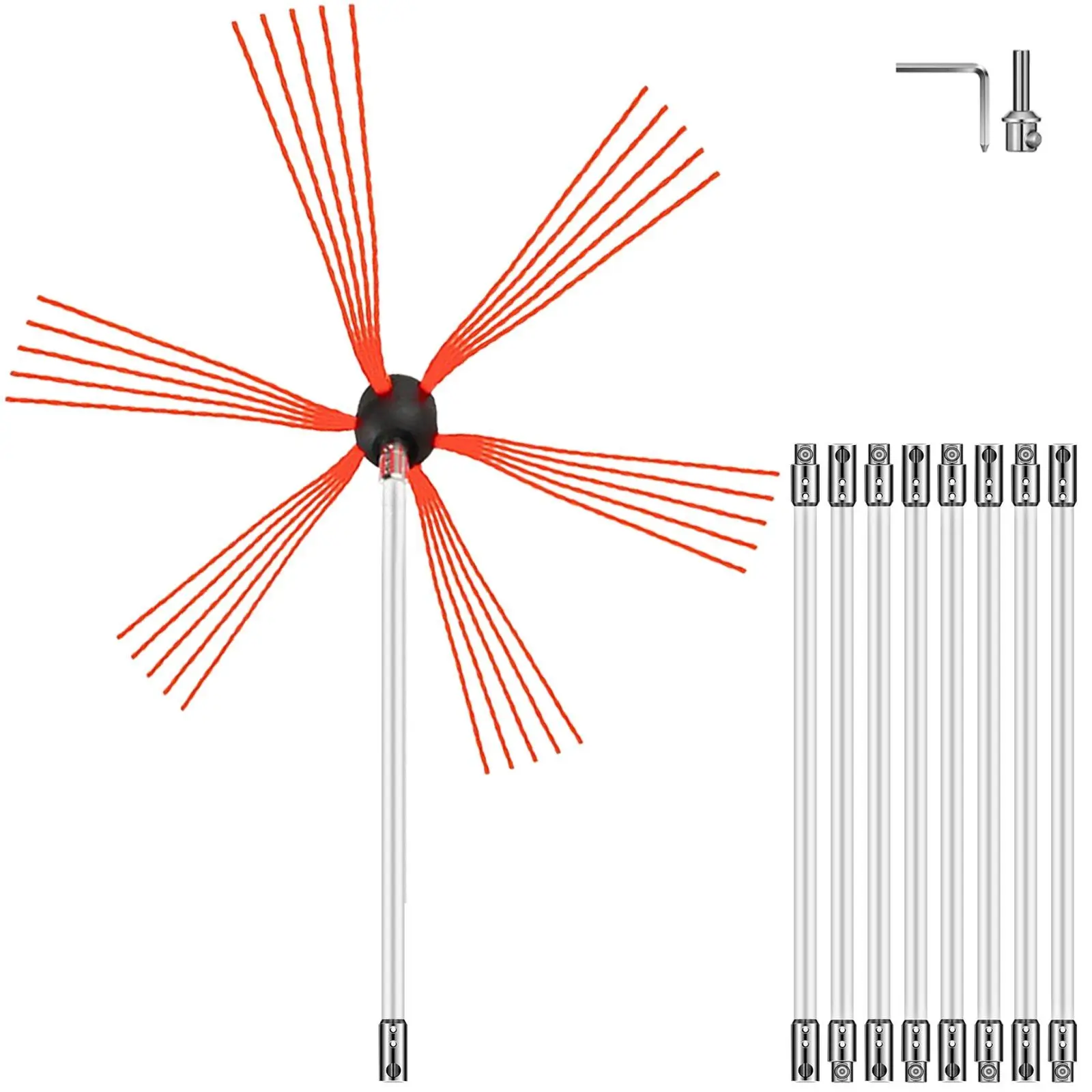 

30FT Chimney Sweep Kit – Drill-Powered, 9 Nylon Rods – Rotary Cleaning System for Fireplaces/Flues (Flexible & Efficient)