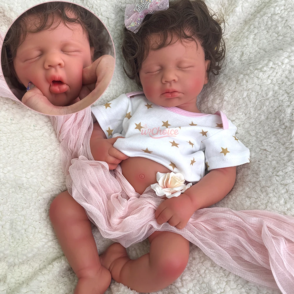 

Hand-Painted 20Inch Silicone Reborn Baby Girl Loulou with Rooted Hair Weighted Doll for Stress Relief Anxiety or Seeking Comfort