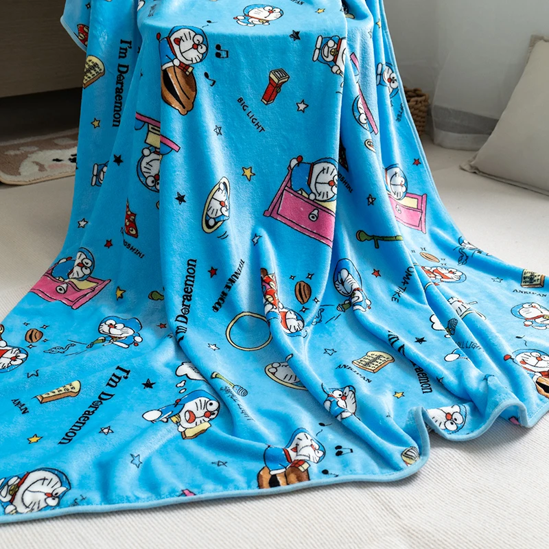 Doraemon Blanket Warm Flannel Blanket Pillowcase Doraemon Pattern Printing Blanket Bedspread Gift Xmas Gift