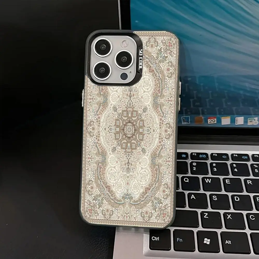 

Beige Persian style case for iPhone17 16 15 14 13 12 11 Pro/ Max/Plus shock-proof rear cover anti-fingerprint