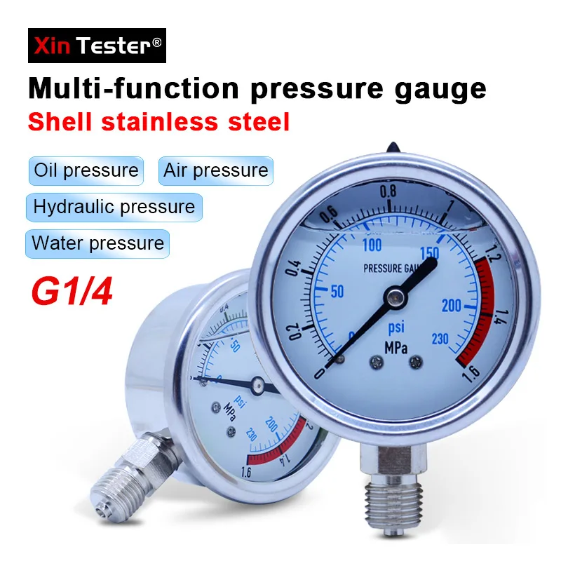 

Xin Tester 0-60MPa Air Oil Water Hydraulic Pressure Gauge 60MM Psi For Home G1/4 Radial Stainless Steel Manometer YN60