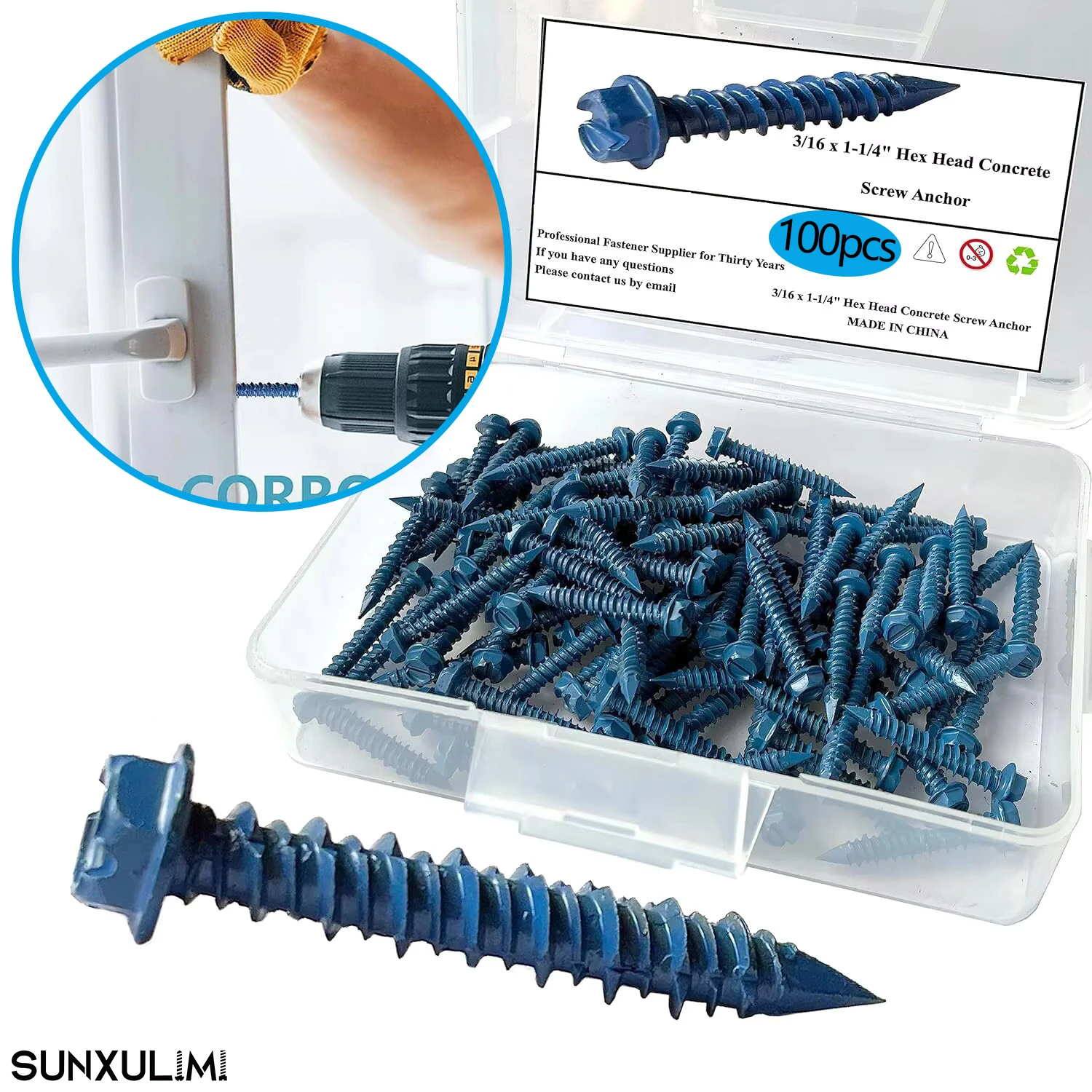 100pcs 3/16 x 1-1/4