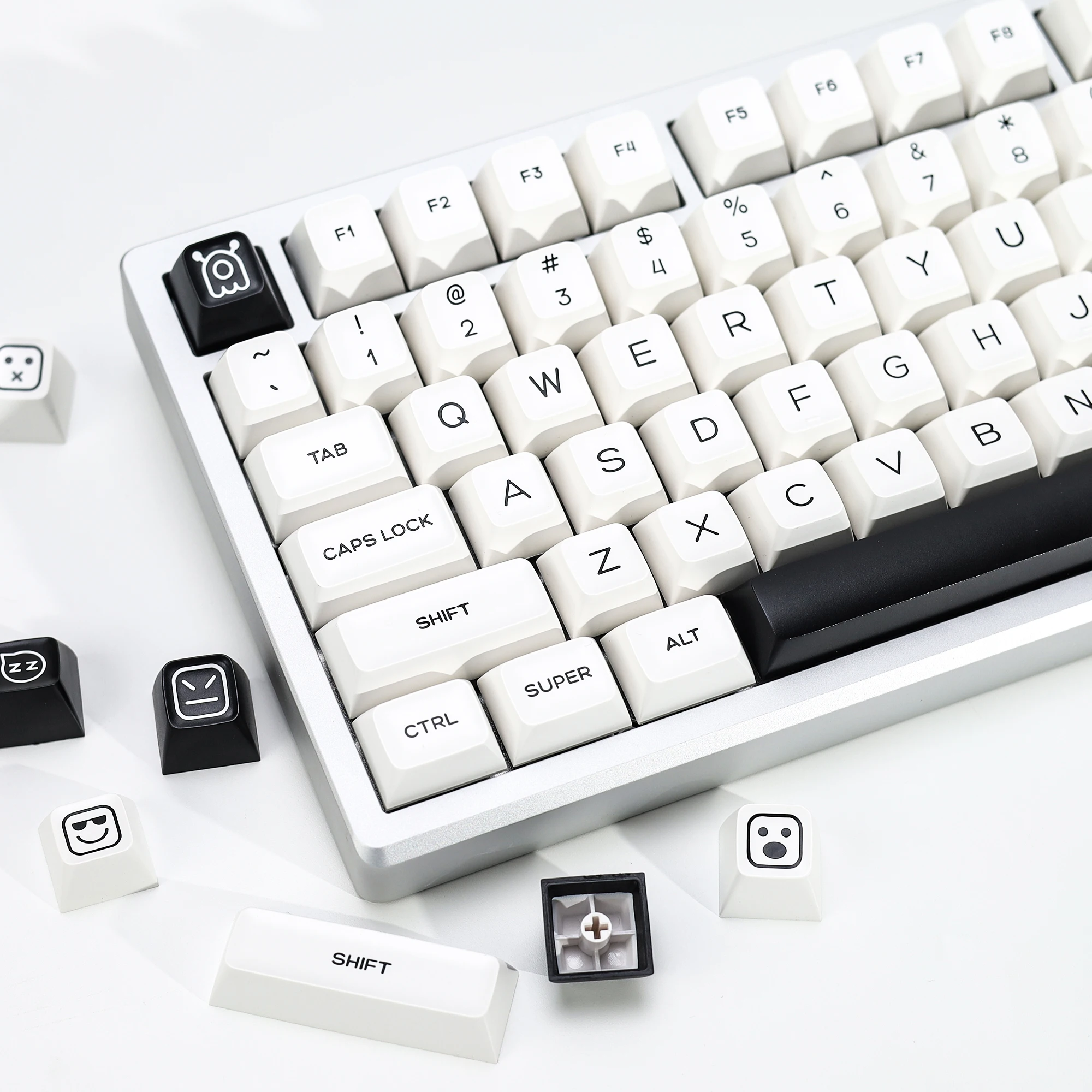 KBDiy 161 Keys GMK BOW Keycaps SA Profile Double Shot White Keycap PBT Custom ISO for Mechanical Keyboard for MX Switches 60 75%