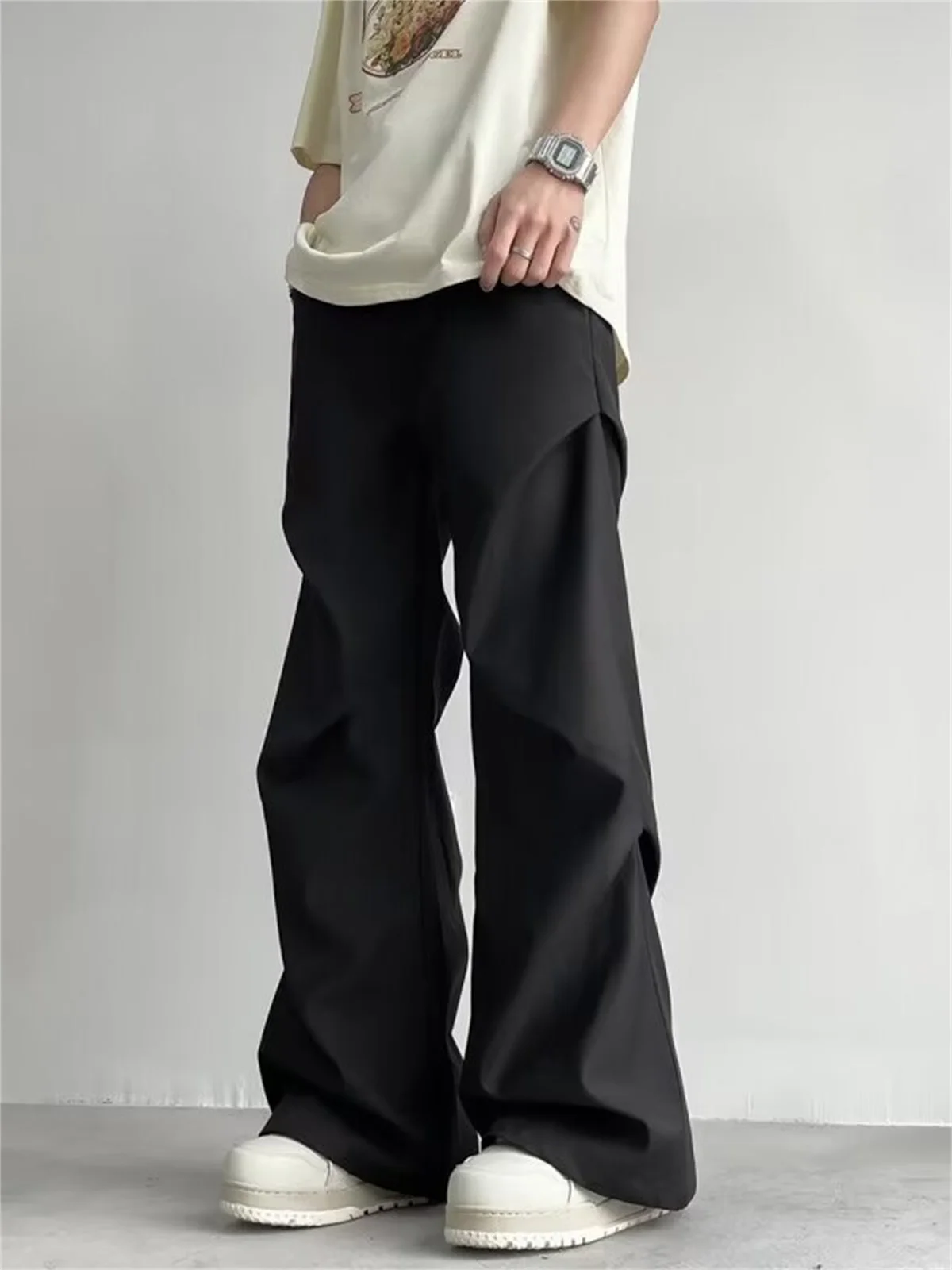 

Мужские повседневные брюки-карго в американском стиле, свободные, струящиеся, с широкими штанинами, длиной в пол, в уличном стиле, свободного кроя