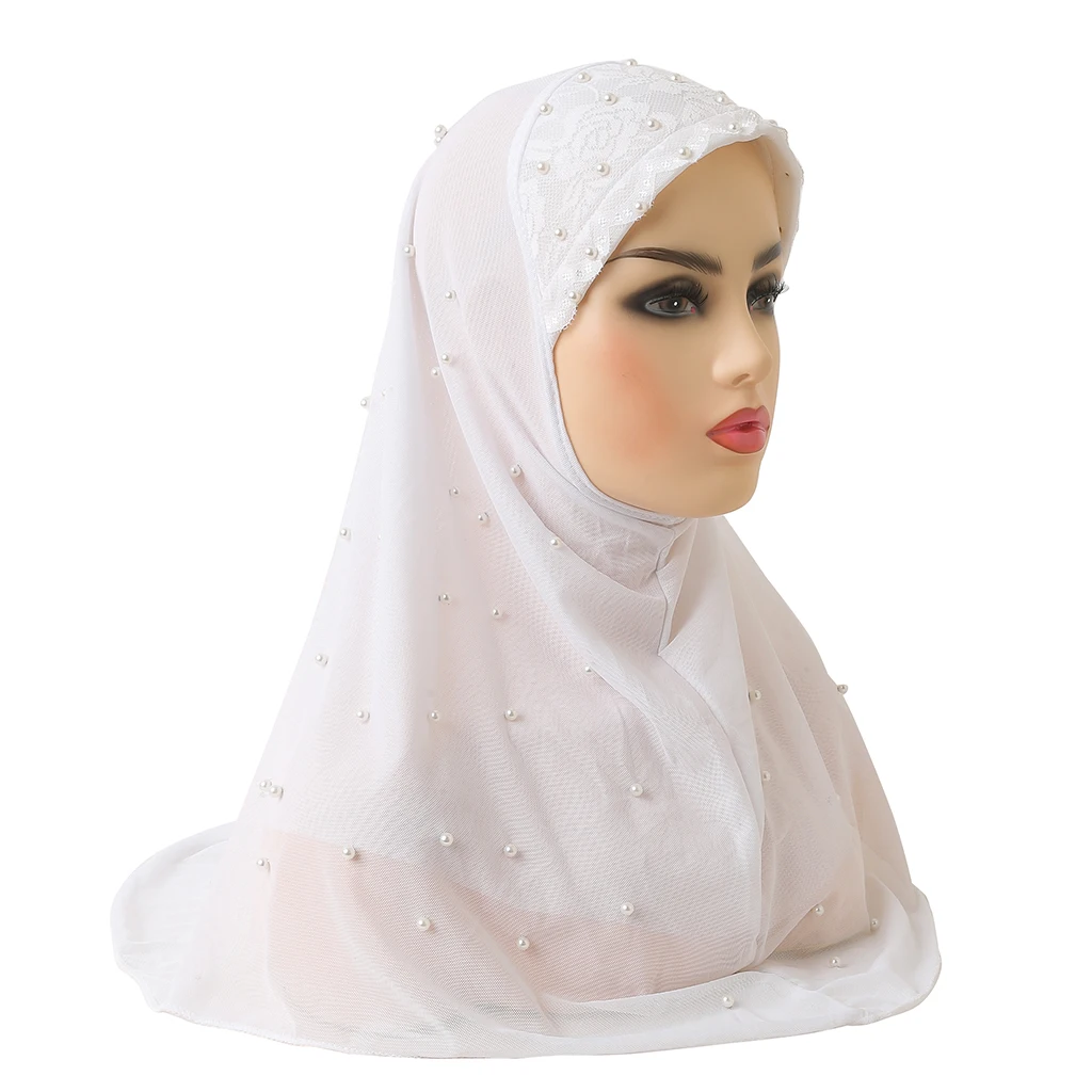 H078 Fashion girls muslim hijab soft net two layers scarf islamic hat amira pull on headwrap beautiful 10 years girl scarf