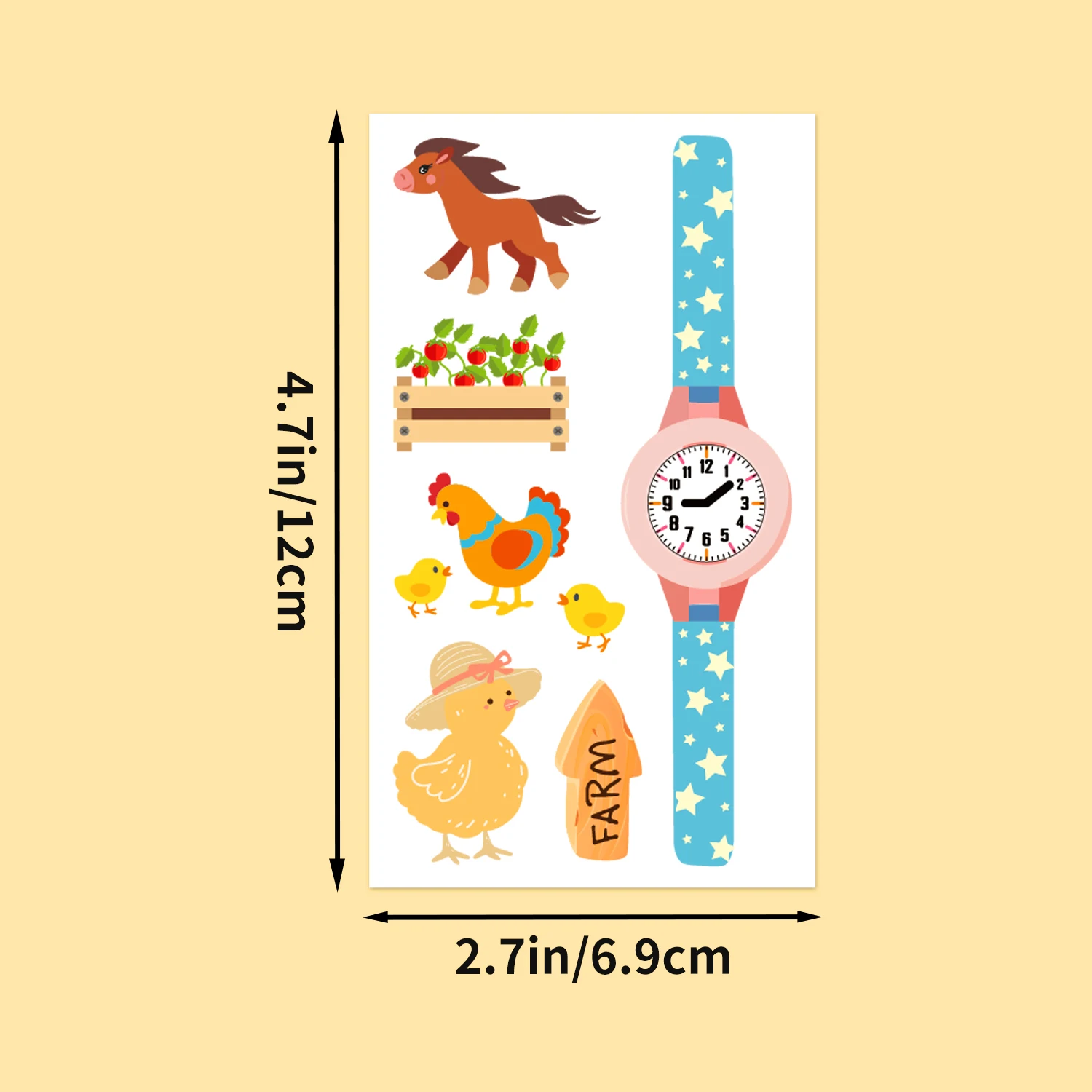 وشم مؤقت على شكل حيوانات المزرعة، هدايا لحفلات أعياد الميلاد لطيفة للغاية على شكل مزرعة، مستلزمات، ديكورات، 10 أوراق