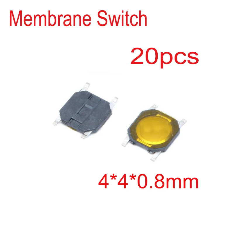 20 piezas SMD de 4 pies, 6x6x3,1mm, 5 pies, Interruptor táctil, botón de silicona, microinterruptor, 6x6x2,5mm, 3x6x4,3mm, 2 pines, 3x6x2,5mm, 4x4*1,5mm