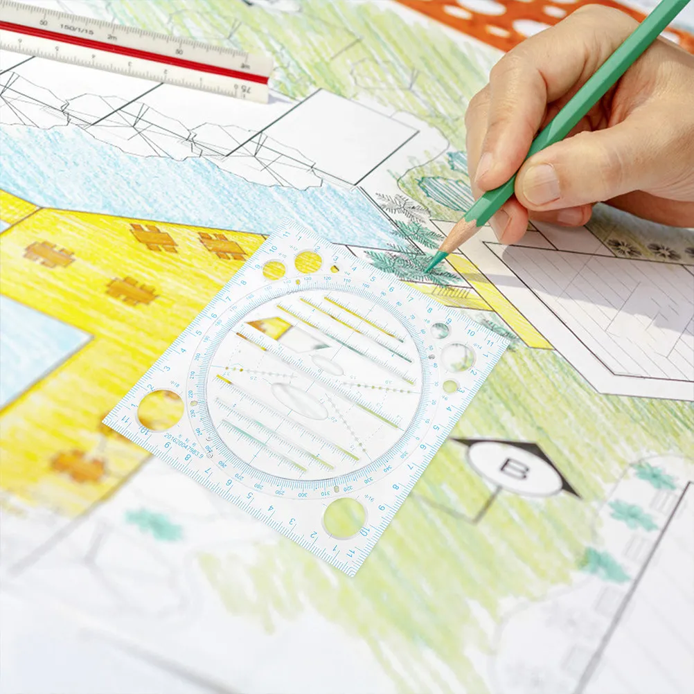 

2Pcs Circle Stencil Template Multi Functional Drawing Tool for Accurate Circles Ellipses Architectural Scale Ruler Drafting