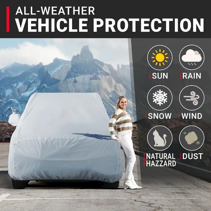 18-Layer Premium SUV Car Cover Waterproof All Weather | Rain Snow UV Sun Hail Protector for Automobiles | Automotive Accessorie