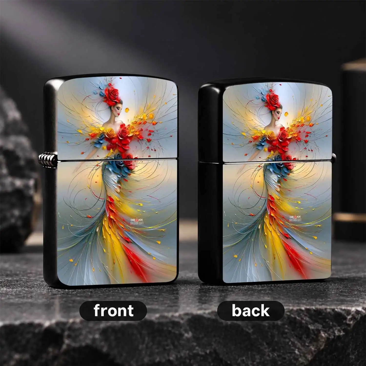 Abstract Floral Muse Print Lighter, Surreal Rose Art Painting Style Portable Igniter, All-Scene Usable Creative Decorative Accessory, Ideal Festive Holiday Present For Friends And Family, Exquisite Trendy Practical Daily Carry Item A Humoro