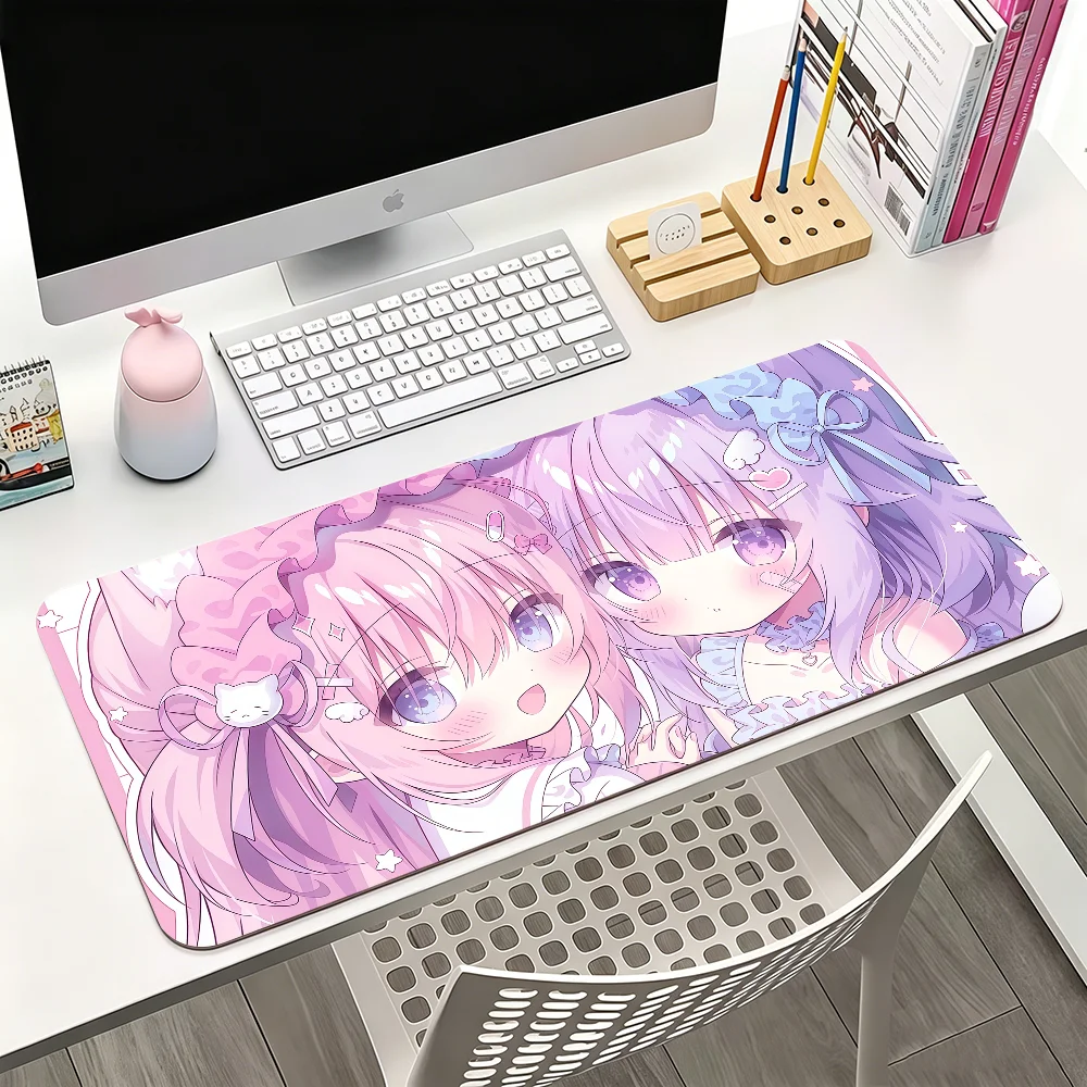 Anime Cute Angel Girls Pink yamikawaii Mouse Pad For Office Gaming And Keyboards Non-Slip Large Waterproof