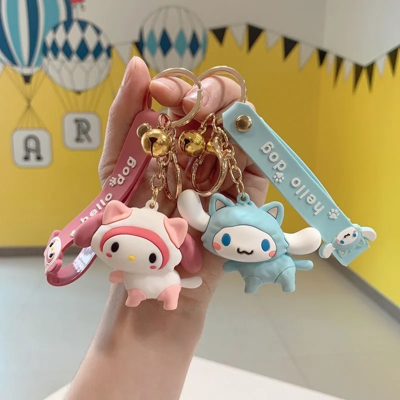 Kawaii سانريو مرحبا كيتي المفاتيح كورومي الكرتون بلدي ميلودي سيارة مفتاح سلسلة سينامورول ظهره قلادة كيرينغ الهدايا اللعب