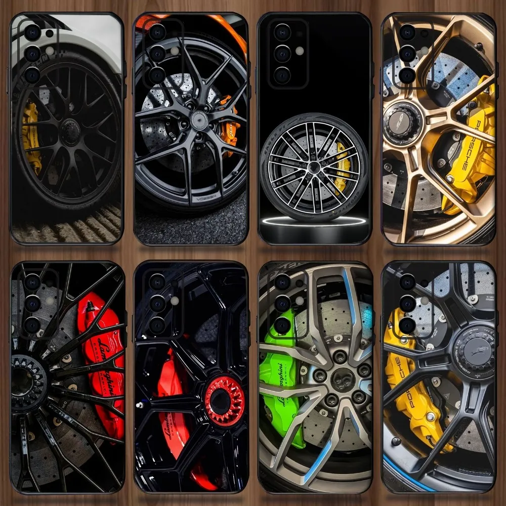 Luxury Sports Car Wheel Caliper Phone Case For Samsung Galaxy A13,A21s,A22,A31,A32,A52,A53,A71,A80,A91 Black Cover