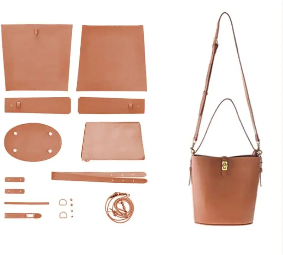 Leather Simple Bucket Crossbody Bag Kits, DIY Shoulder Purse with Sewing Kit, DIY Handmade Bag Kit for Mom Girlfriend